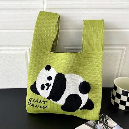 Women Handmade Knitted Small Handbag, Casual Wrist Bag, Student Reusable Shopper Mini Tote Bag, Suitable for Daily Use Outdoor