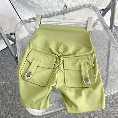 Women Yoga Shorts High Waist Workout Shorts Fitness Yoga Lift Butt Fitness Ladies Yoga Gym Running Short Pants Sportswear