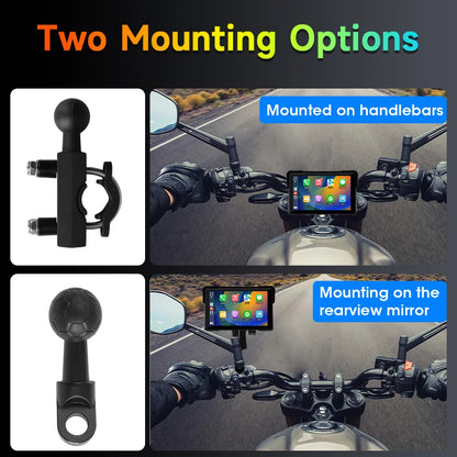 7 inch Portable Motorcycle Navigation Support 2K Camera  IPX7 Waterproof LCD Display For Wireless CarPlay Android Auto