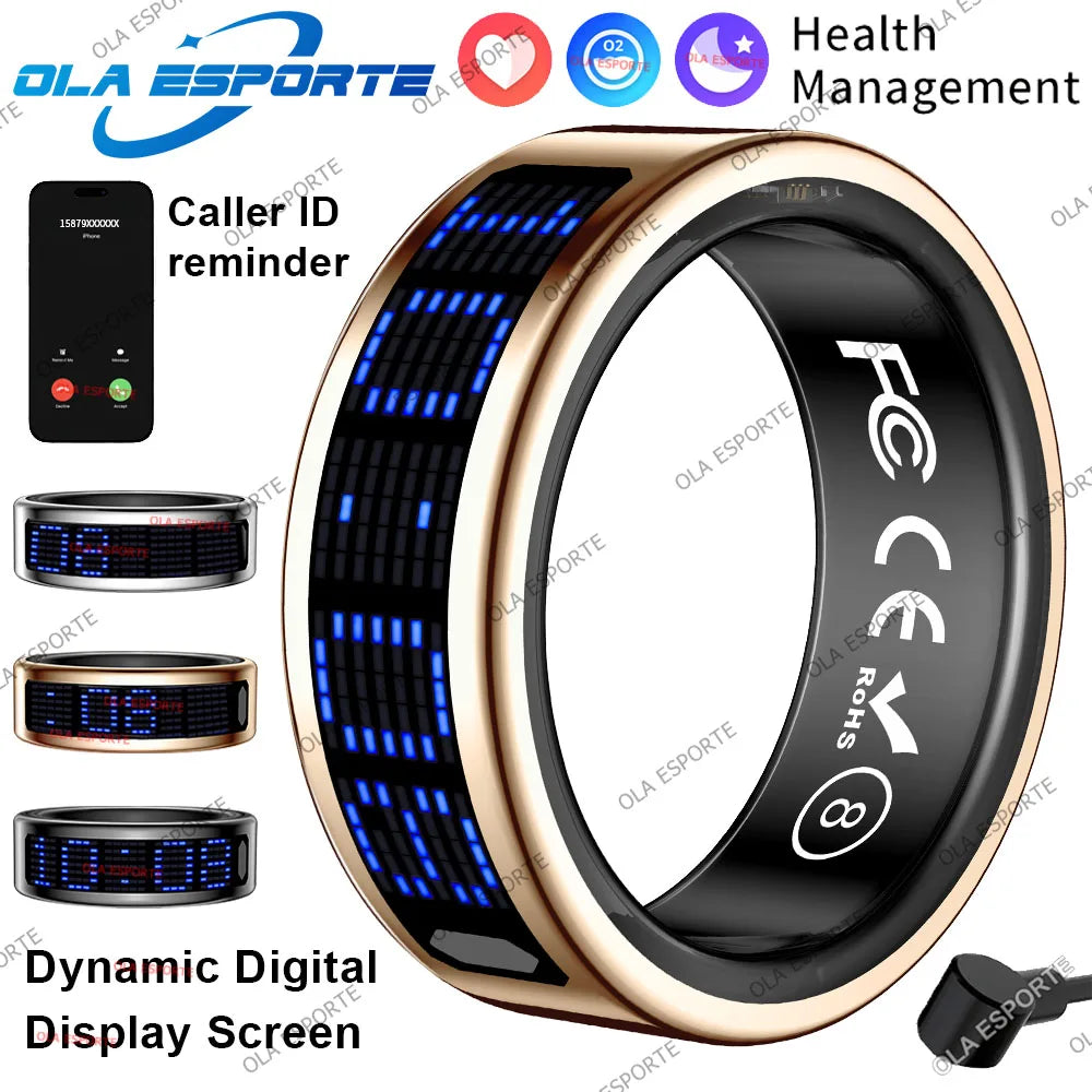 Call ID Reminder Smart Ring Heart Rate Blood Pressure Monitor Men Women Smartring 5ATM Waterproof Health Multi Sports Ring 2026