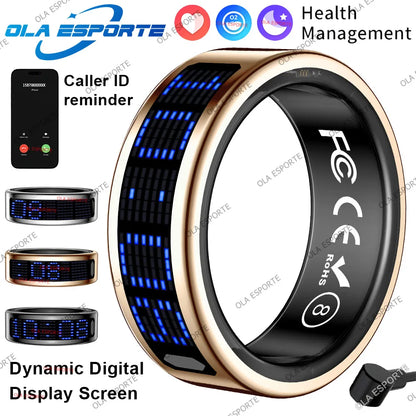 Call ID Reminder Smart Ring Heart Rate Blood Pressure Monitor Men Women Smartring 5ATM Waterproof Health Multi Sports Ring 2026