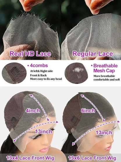 13x4 13x6 HD Lace Frontal 5x5 Closure Wigs | 40 42 Inch Bone Straight Glueless Human Hair Wigs