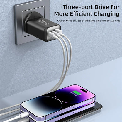 150W USB Type C Charger USB QC3.0 Fast Charging Mobile Phone Charger Travel Adapter For iPhone 17 Samsung Xiaomi EU/UK/US Plug