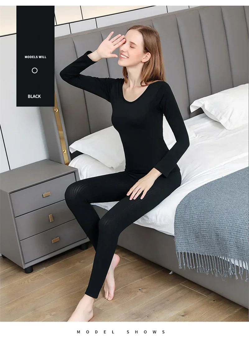 Warm Women's Thermal Underwear Sexy Ladies Intimates Long Johns Women Shaped Sets Female Middle Collar Thermal Shaping Clothes