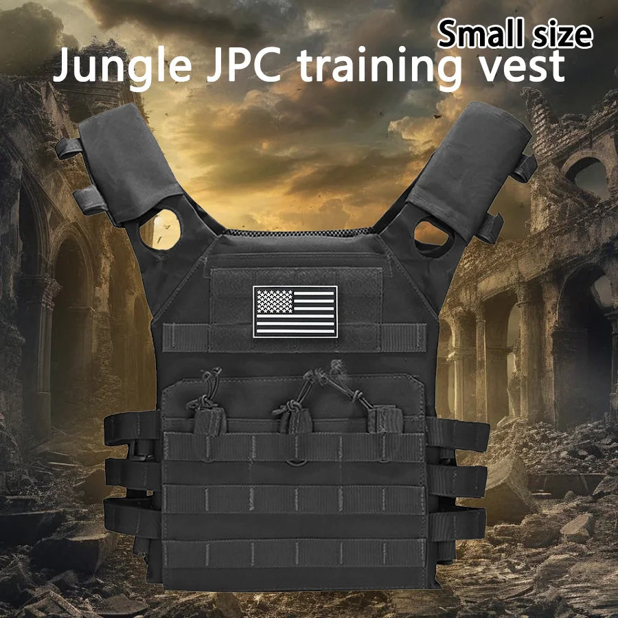 MOLLE outdoor training vest (including US flag emblem) with convenient expansion, lightweight and multifunctional JPC vest