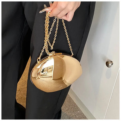 Designer Acrylic Shell Shape Clutch Bag Gold Silver Women Evening Party Bag Cute Shiny Metal Shoulder Crossbody Bags Small Purse