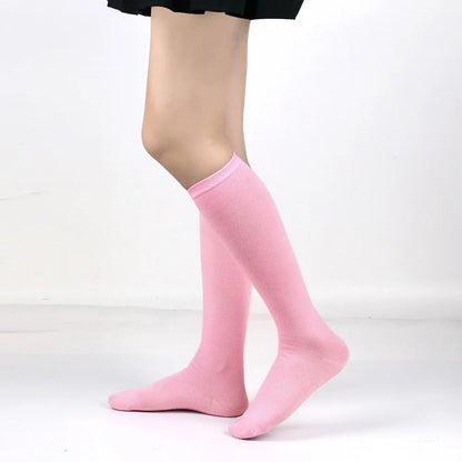 Middle Tube Sock Women Striped Knee High Ladies Japanese Harajuku College Style Cotton Summer Calf Sock Black White Female Gift