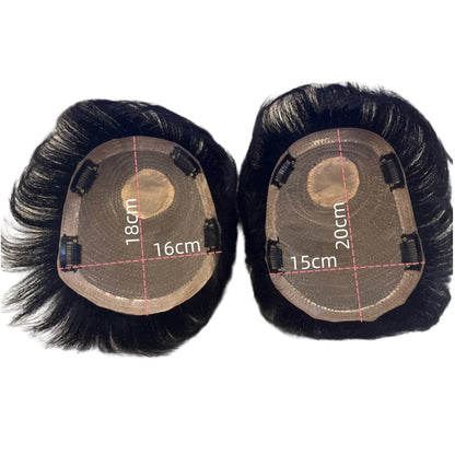100% Human Hair Toupee Wigs for Men Hair Male Wig Capillary Prothesis Replacement System Men's Wig Real Hair for Cover Grey Hair