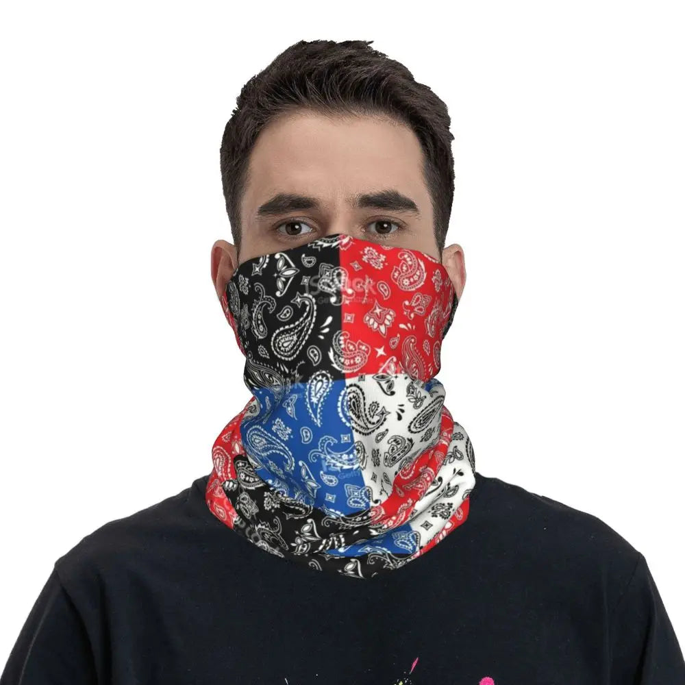 Custom Black Bandana Pattern Bandana Neck Gaiter for Hiking Cycling Women Men Wrap Scarf Paisley Style Headband Warmer