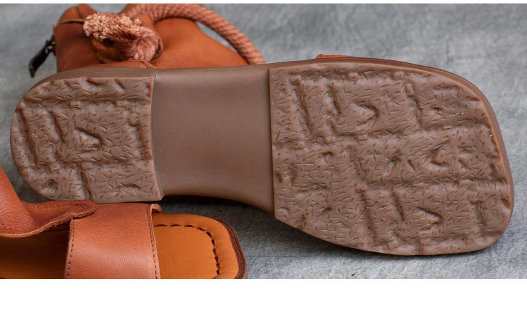 Birkuir High Top Open Toe Sandals For Women Summer Boots Luxury Hollow Out Beach Sandals Genuine Leather Flats Shoes Ladies