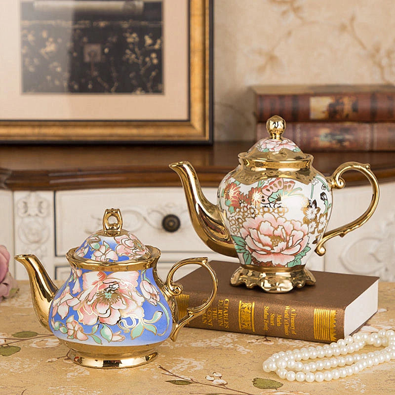 900ML European British Teapot  Porcelain High-Capacity Tea Pot With Filter Luxury Teaware Heat Resistant Kettle Pot Ceramic