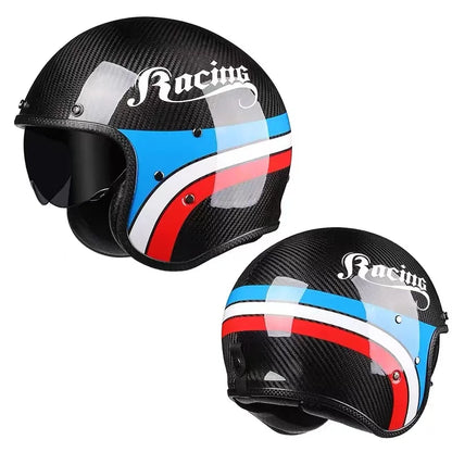 Durability 3K Carbon Fiber Black Gold Open Face Electric motorcycle Helmet for Man Woman DOT-Approved Enhance Riding Experience