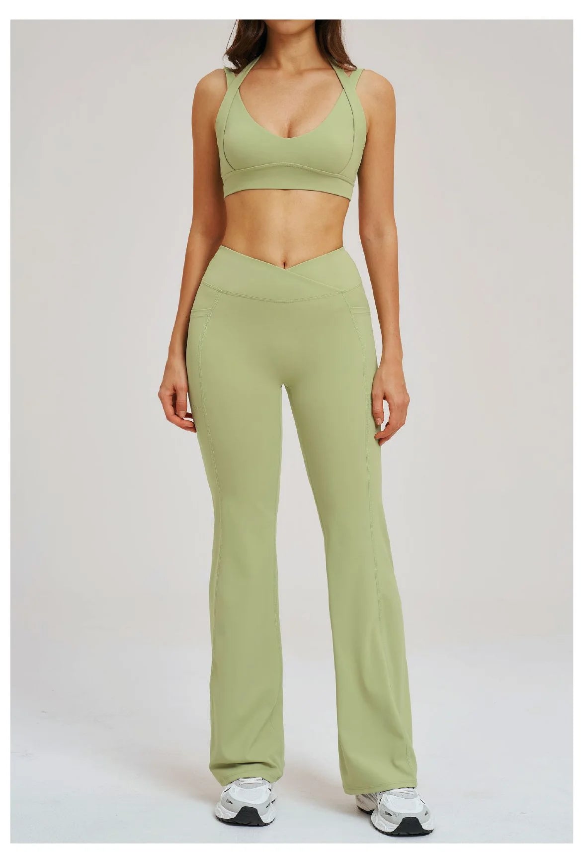 2 Piece Yoga Clothes Women's Sexy Wear Sexy Sport Bra High Waist Flared Pant Fitness Suit Gym Workout Jogging Sports Yoga Set