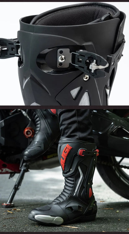 Green Motorcycle Boots Waterproof Motorcycle Boots Impact Resistant Botas De Seguridad Hombre Non-slip Botas De Moto Lightweight