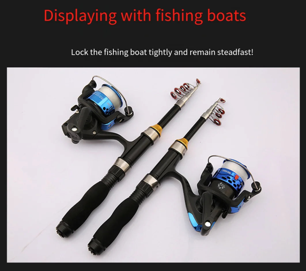 Mini Telescopic Sea Fishing Rod, Portable Spinning Rod 1.0-2.3m Ultra-Short Travel Rock Fishing Rod with Metal Spinning Reel