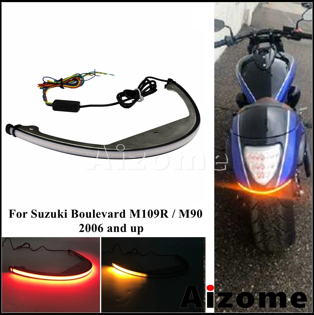Motorcycle Rear Amber Sequentia Flowing Turn Signal LED Tidy Eliminator Brake Tail Lights For Suzuki Boulevard M109R M90 2006-up