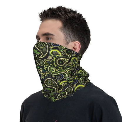Custom Black Bandana Pattern Bandana Neck Gaiter for Hiking Cycling Women Men Wrap Scarf Paisley Style Headband Warmer