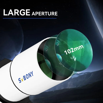 Svbony SV48P Astronomical Telescope OTA 102mm f/6.5 Refractor for Deep Sky Astrophotography 2.5" RAP Double Speed Focuser