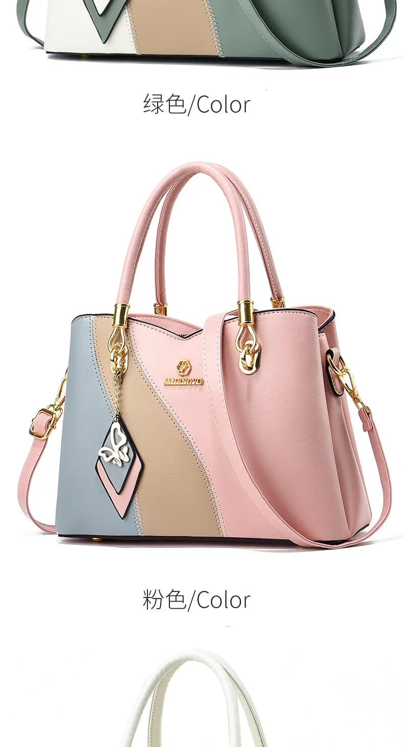 2024 New Three Color Combination Women's Handbag Large Capacity Soft Leather Shoulder Bag Fashion Elegant Women's Crossbody Bag