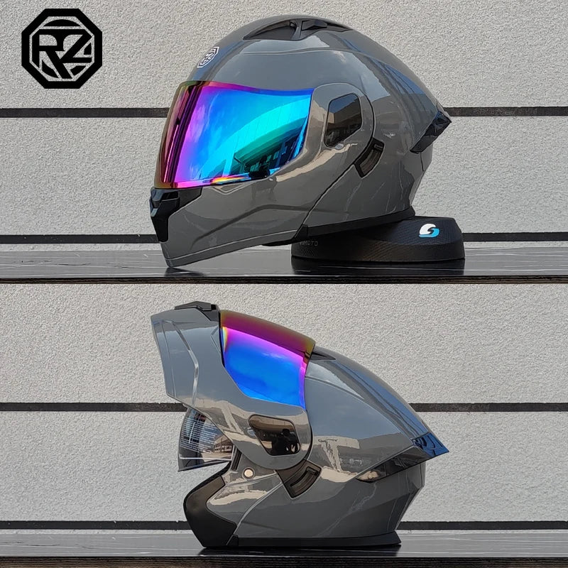 2025 professional motorcycle sports flip helmet ABS material modular dual lens full face helmet DOT certification