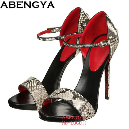 2025 Super High Heels Leather Sandals Women Open Toe High Heel Party Shoes Summer Ankle Strap Women's Gladiator Sandalias Mujer