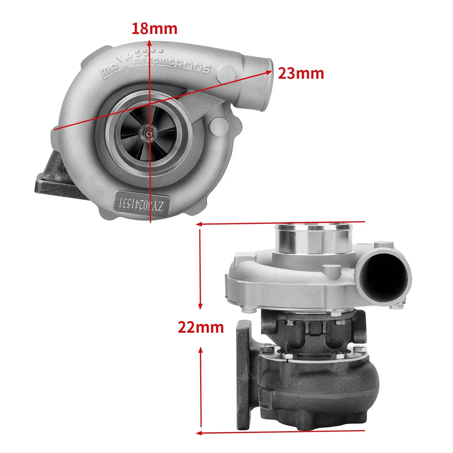 T3 T4 T04E .57 A/R Universal 5 Bolts Turbo Turbocharger for 1.5L to 2.5L 400HP T3 Flange