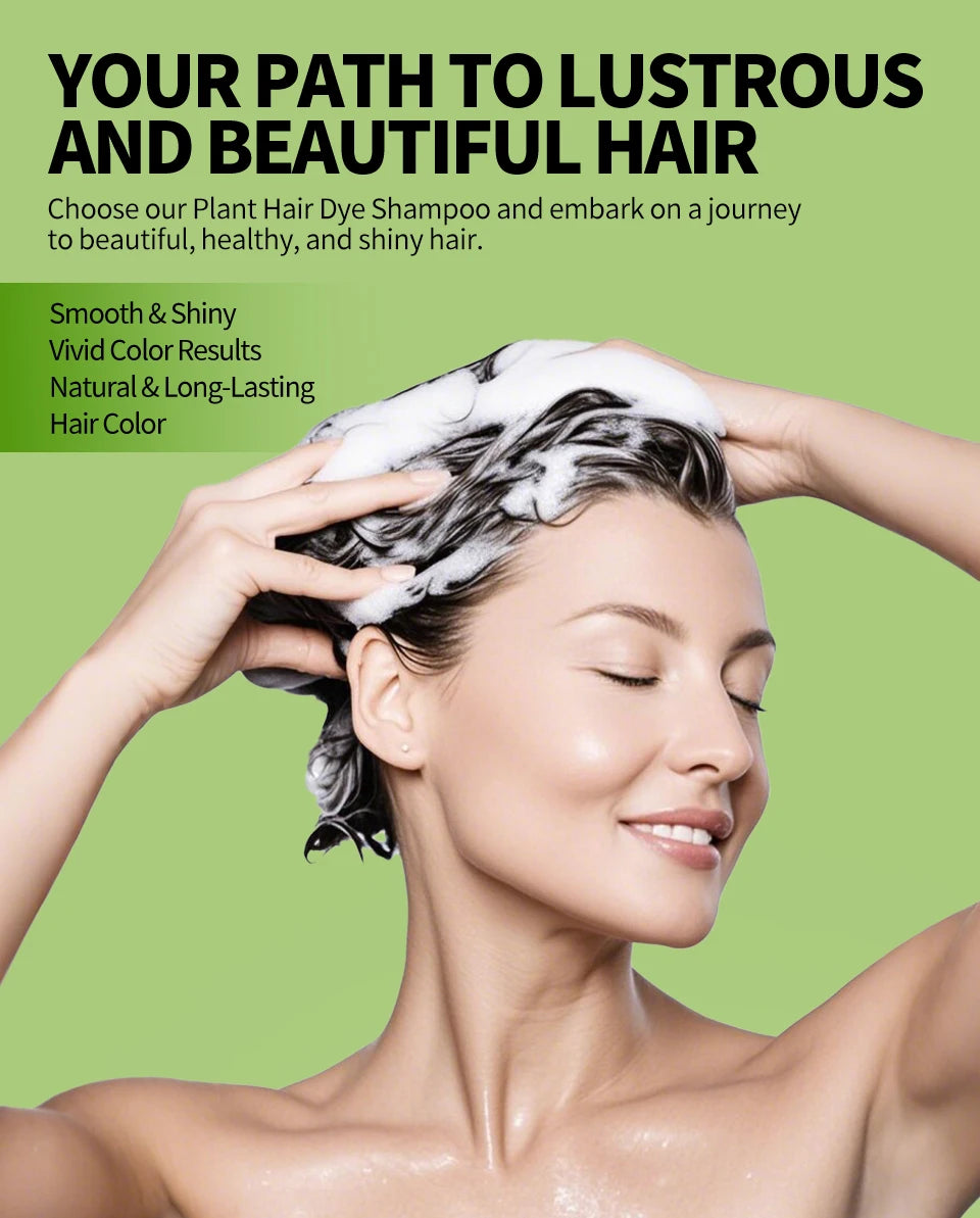 Pure Natural Herbal Black Hair Dye Shampoo for Women&Men 5 In 1 Bubble Plant Hair Color Shampoofor Gray Hair Non-irritating