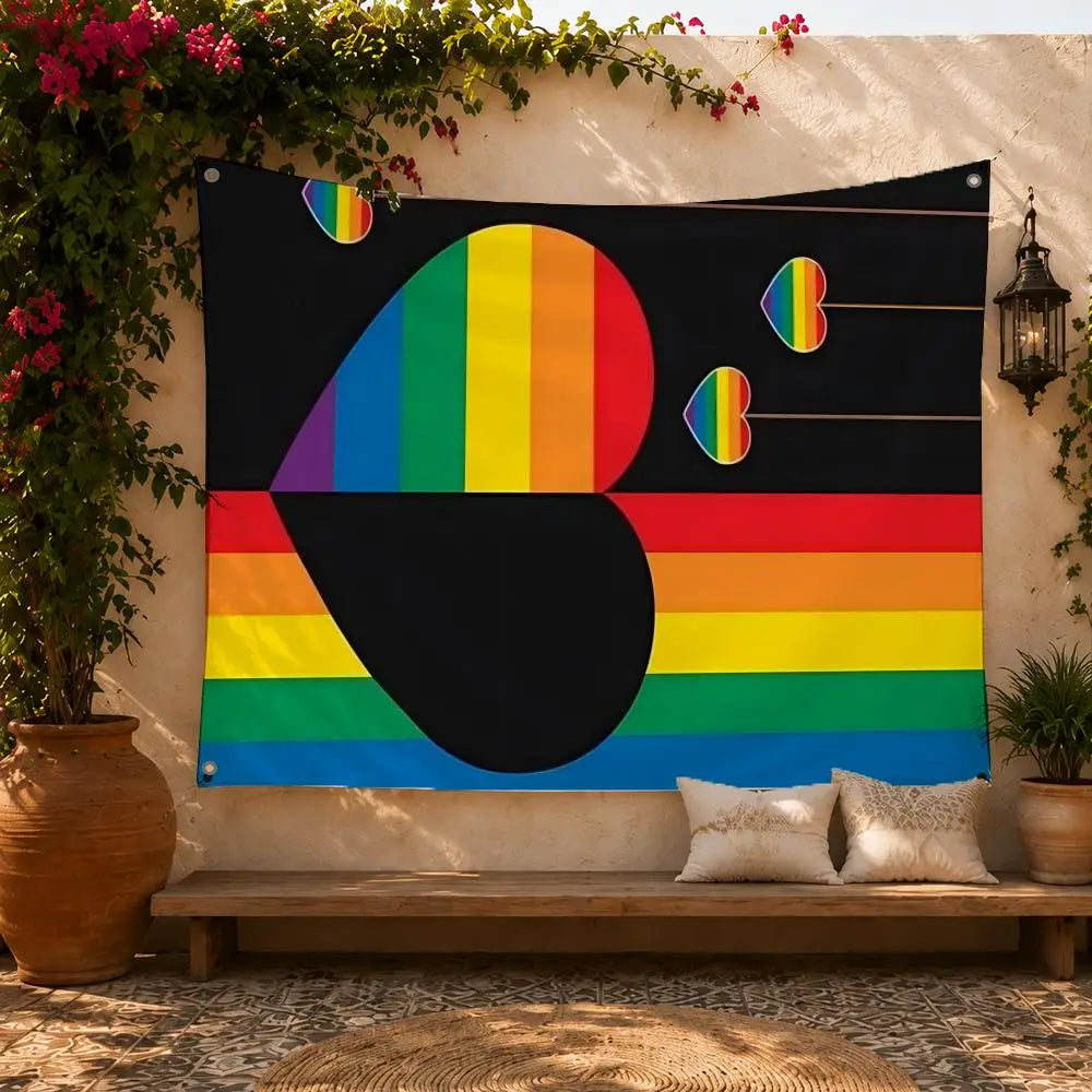 L-LGBT Gay Rainbow Pride Flags Home Yard & Garden Decor Banner - Indoor Outdoor Wall Hanging Flag