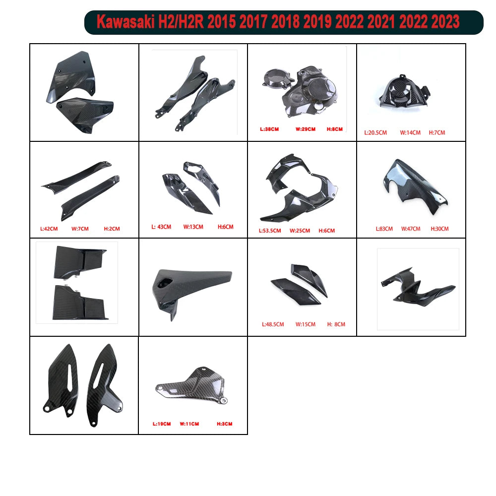 motorcycles For Kawasaki Ninja H2 H2R 2015-2024 Sur-Ron 100% Full Carbon Fiber Lower Fairing Winglets Fairings Motorcycles