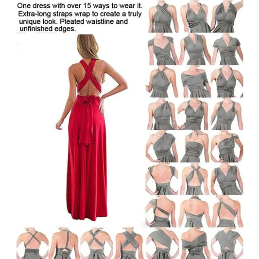 Sexy Women Multiway Wrap Convertible Boho Maxi Club Red Bandage Long Dress Party Bridesmaid Infinity Robe Longue Femme