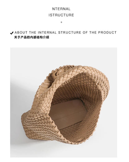 Women's Fashionable Woven PU Leather Tote Bag Shoulder Handbag Top-Handle Bag with Purse - Stylish Woven Bag Purses
