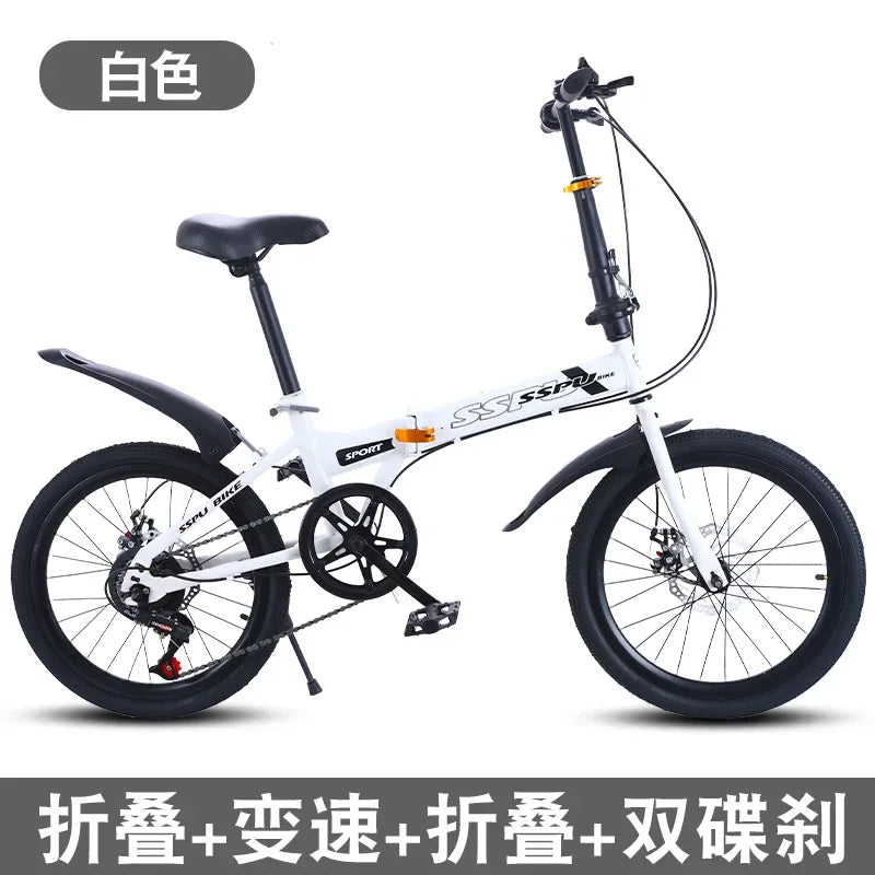 Folding Bike 20 Inch 7 Speed Disc Brake Portable Light Cycling Adult Kids Students Road Bicycle Men And Women Portable