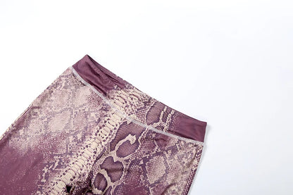 Weird Puss Letter Snake Print Tracksuit 2-Piece Set Women Patchwork Zip Jacket+Pants Matching Casual Stretch Streetwear Outfits