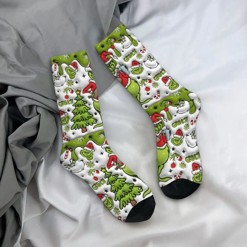 Cartoon Grinchh Xmas Socks Men's Women's Funny Happy Christmas Socks Hip Hop Spring Summer Autumn Winter Socks Gift