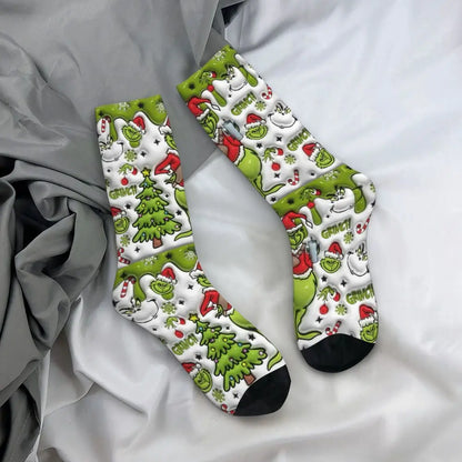 Cartoon Grinchh Xmas Socks Men's Women's Funny Happy Christmas Socks Hip Hop Spring Summer Autumn Winter Socks Gift