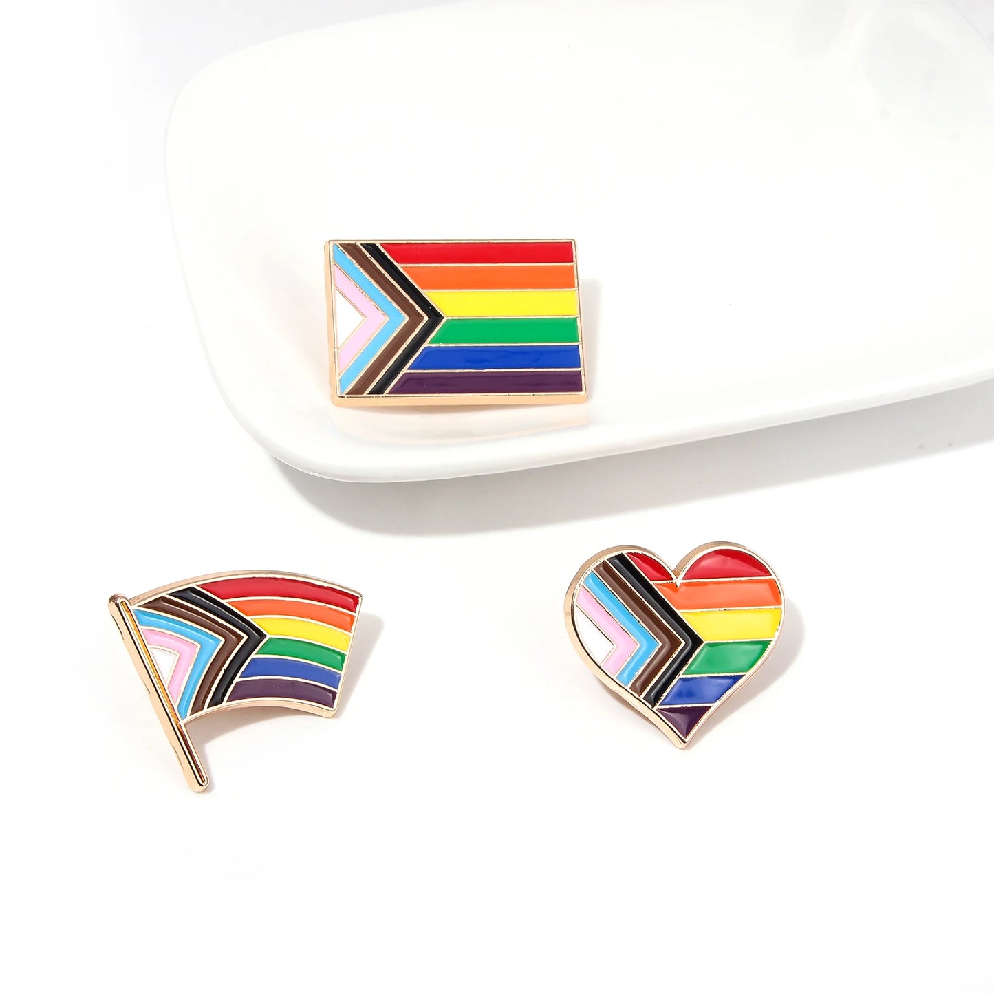 Pride Rainbow Flags LGBT Enamel Pins Brooch Inclusive Progress Heart Flag Badge Brooch Clothes Bag Decorations Accessories