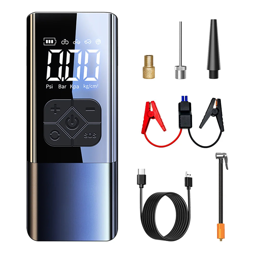 2500A Professional Car Starter Car Booster with 150PSI Air Compressor Power Bank Portable Charger for Car Battery Jump Starter