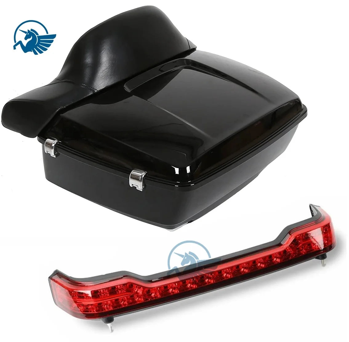 For Harley Touring Road King Street Ultra Electra Glide 2009-2026 Waterproof ABS King Tour Pak Pack Top Box Case Trunk With LED