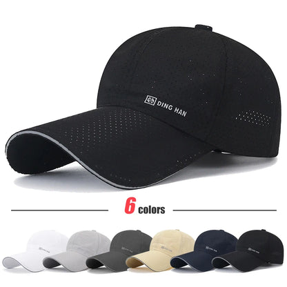 Extended Brim Summer Breathable Perforated Quick-Drying Adjustable Baseball Cap Sun Hat Trucker Caps Dad Hats