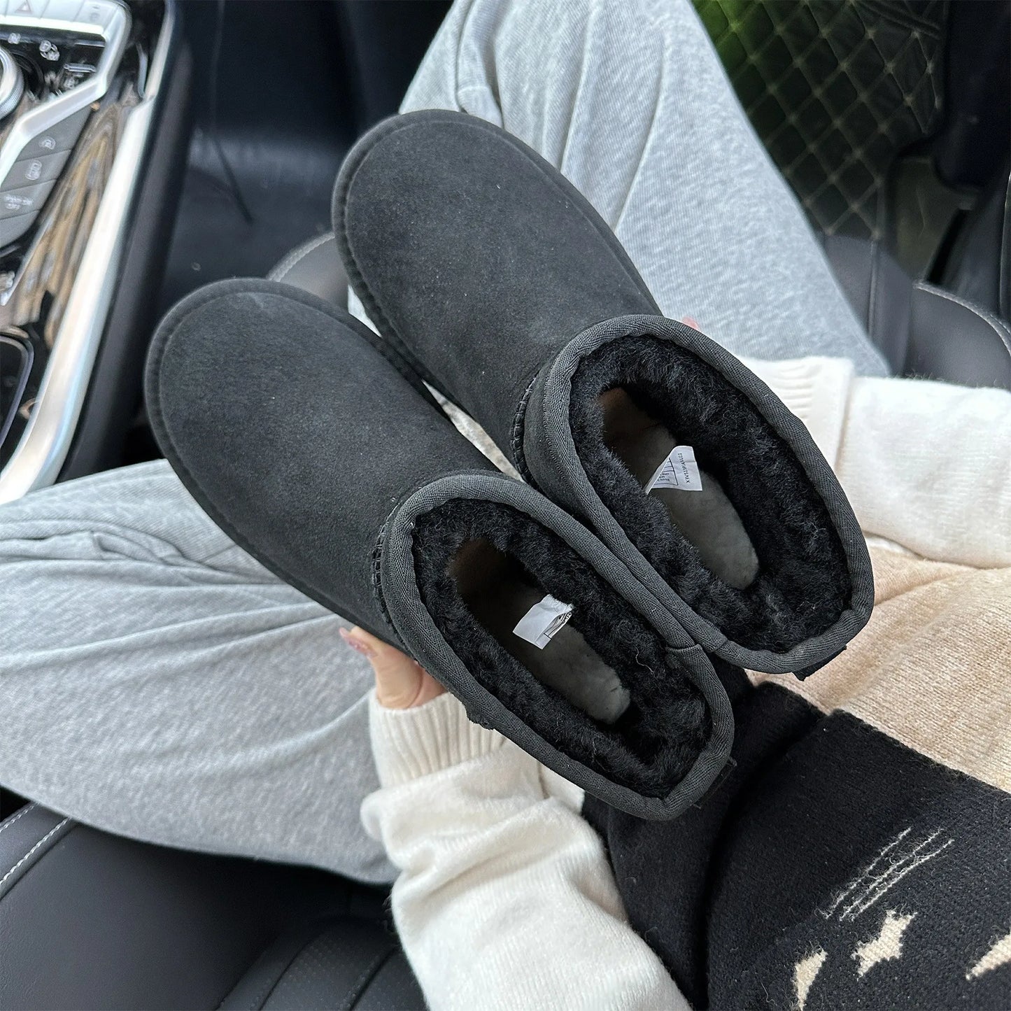 Men's and women's sheepskin and wool integrated snow boots, real leather and fur, winter thick and warm boots for women