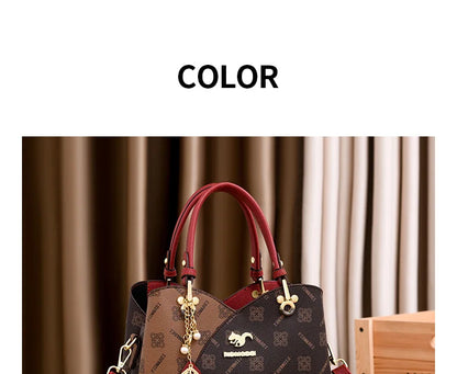 Luxury Brand Designer Women'S Handbag Leather Printed Shoulder Bag Large Capacity Classic Retro Crossbody Bag Commuting Tote Bag