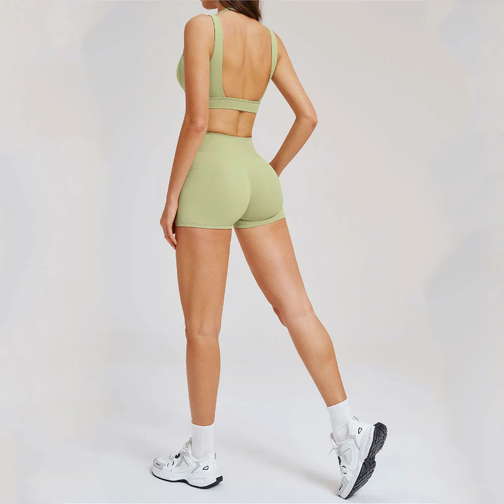 2 Pieces Yoga Suit for Women Clothes Sports Bra Shorts Sports Set Gym Running Training Sexy High Waist Butt Lift Sports Yoga Set