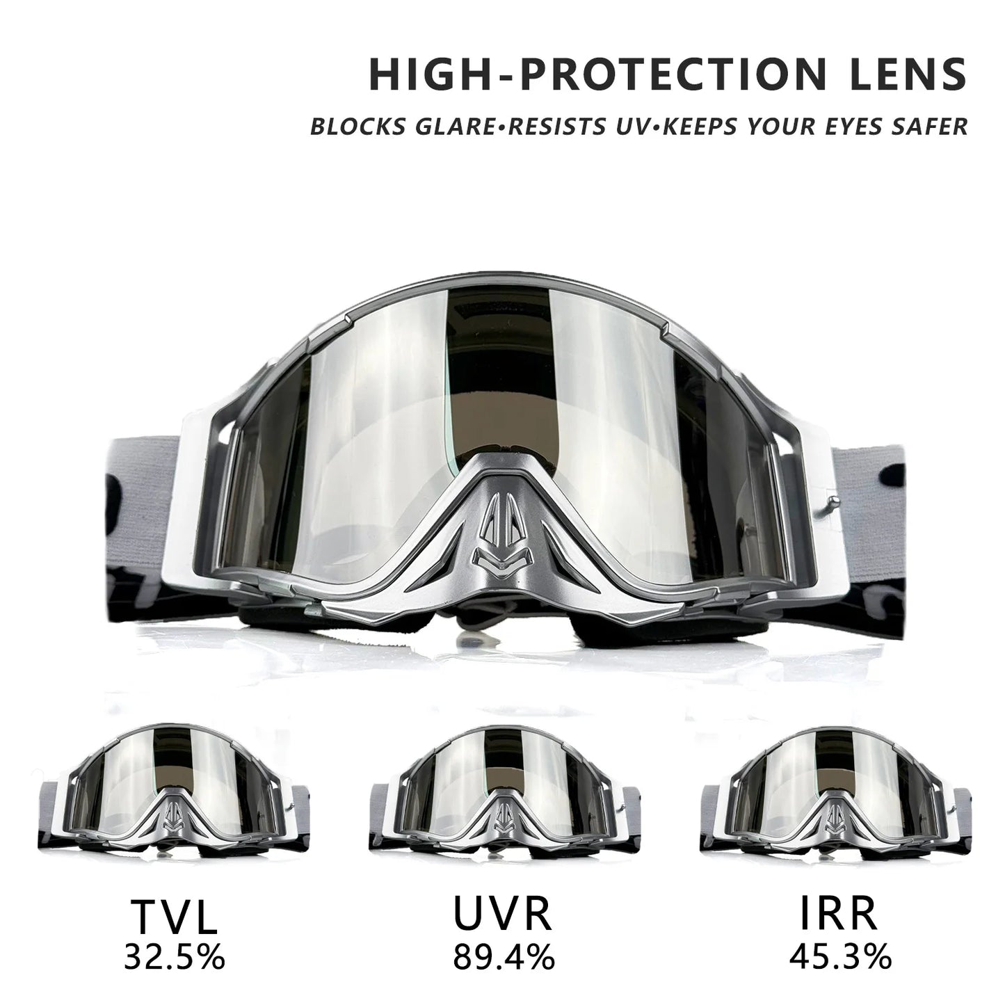 1 Pcs Multi-Color PC Nose-Protected Moto Goggles - UV400 Scratch-Resistant, Off-Road ATV MX, Helmet-Fit for Euro-American Riders