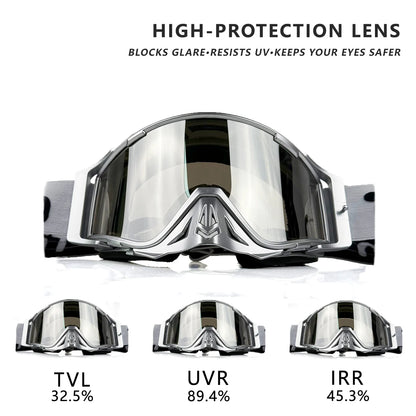 1 Pcs Multi-Color PC Nose-Protected Moto Goggles - UV400 Scratch-Resistant, Off-Road ATV MX, Helmet-Fit for Euro-American Riders