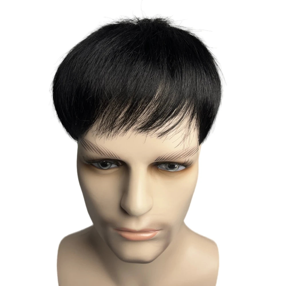 100% Human Hair Toupee Wigs for Men Hair Male Wig Capillary Prothesis Replacement System Men's Wig Real Hair for Cover Grey Hair