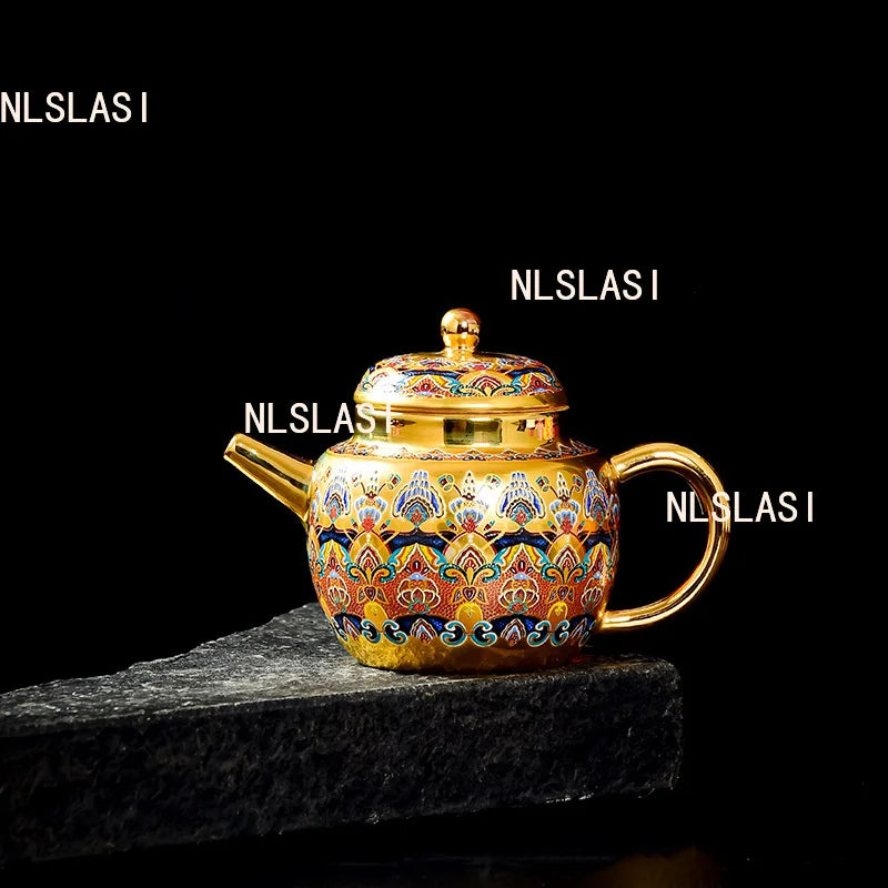 150ml Dunhuang Impression Gilded Teapot Stacked Enamel Colored Tea Infuser Household Gold Small Capacity Ball Hole Teapot