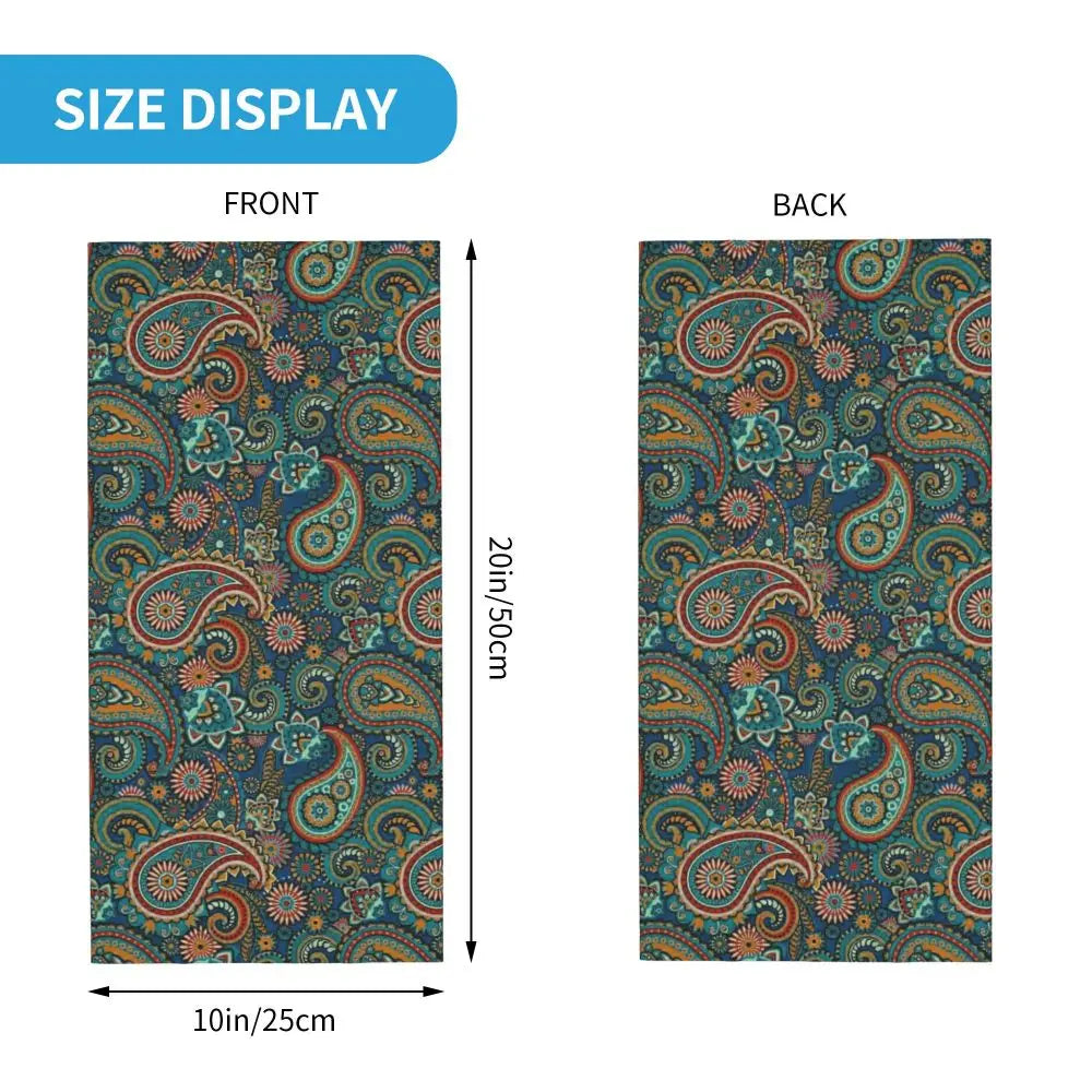 Custom Black Bandana Pattern Bandana Neck Gaiter for Hiking Cycling Women Men Wrap Scarf Paisley Style Headband Warmer