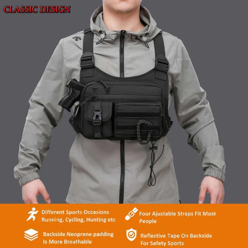Tactical Chest Bag Men's Vest Edc Waterproof Anti-Theft Chest Pack Rig for Outdoor Cycling Bags Running Front Chest Pack