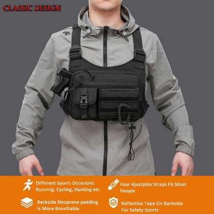 Tactical Chest Bag Men's Vest Edc Waterproof Anti-Theft Chest Pack Rig for Outdoor Cycling Bags Running Front Chest Pack