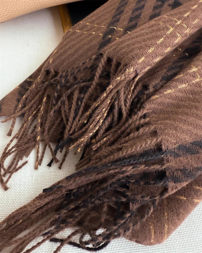 Houndstooth Scarf Men Women Autumn Winter Cashmere Scarves Wrap Student Fashion Thicken Warm Long Tassel Shawl Lady Bufanda New